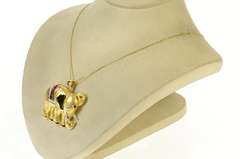 18K Yellow Gold 1.67 Ctw Ruby Diamond Ornate Elephant Pendant