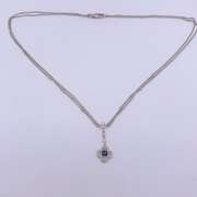 14kt White Gold, Blue Sapphire, & Diamond Necklace