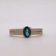 14kt Gold, Blue Sapphire, & Diamond Cocktail Ring