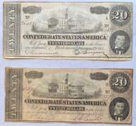 2 Circulated Feb 17 1864 CSA $20 Notes