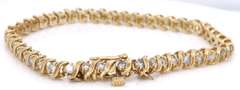 Popular Yellow Gold Diamond S Link Tennis Bracelet
