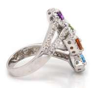 Pleasing White Gold Amethyst, Blue Topaz, Citrine and Peridot Ring