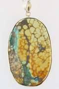 Huge! 134.26ct well marbled light blue Turquoise sterling pendant