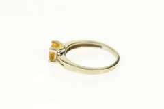 10K White Gold Princess Citrine Diamond Accent Statement Ring