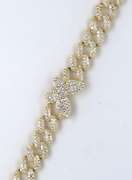 Sterling Silver CZ Curb Link Bracelet with Butterfly