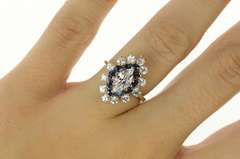 14K White Gold Marquise Sapphire Halo Travel Engagement Ring