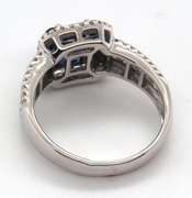 Impressive 18k Stamped White Gold Sapphire Ring with Channel Set Baguette Diamonds