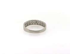 Impressive Sterling Silver Anniversary Band Ring with Double Row Baguette Cubic Zirconias
