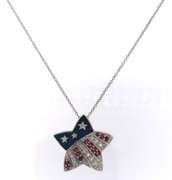 USA Flag Sterling Silver Pendant on Chain