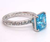 Sterling Silver Blue Cubic Zirconia Ring