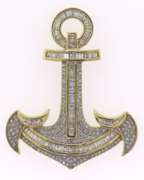 10kt Nautical Anchor Pendant with Diamonds