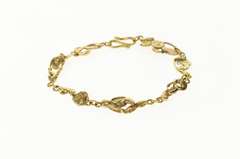 14K Yellow Gold Textured Abstract Nugget Cluster Chain Bracelet