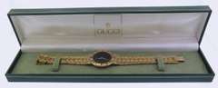 Gucci Gold Plated Black Dial Watch