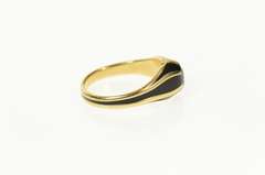 14K Yellow Gold Black Enamel K Letter Initial Retro Name Ring