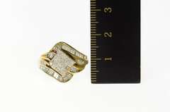 14K Yellow Gold 1.23 Ctw Princess Diamond Cluster Baguette Ring