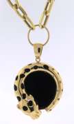 Stunning Yellow Gold Black onyx Panther Necklace