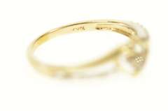 10K Yellow Gold Diamond Inset Wavy Heart Love Promise Ring