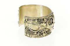 Sterling Silver J Lee Navajo Native American Leaf Cuff Bracelet