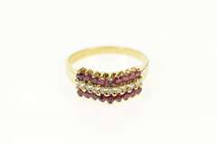 14K Yellow Gold Squared Ruby Diamond Statement Band Ring