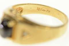 10K Yellow Gold Black Star Sapphire Diamond Accent Men's Ring
