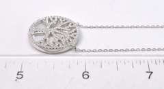 Wonderful Sterling Silver "Tree of Life" Pendant Necklace Set with Sparkling CZ Diamonds on Top of Mother of Pearl