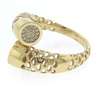Contemporary Handmade Italian 14k Gold Horn Ring with Cubic Zirconias