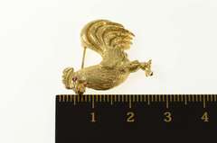14K Yellow Gold Ruby Eyed Rooster Chicken Farm Animal Pin/Brooch