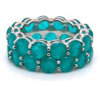 Sterling Silver Emerald Style Double Row Band