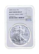 MS67 MINT ERROR 2000 American Silver Eagle - REV Struck Thru - NGC