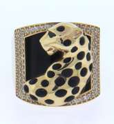 Wonderful Yellow Gold Black Onyx Panther Ring