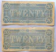 2 Circulated Feb 17 1864 CSA $20 Notes. CS 67