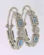 Judith Ripka Blue Topaz Diamonique Hoop Earrings