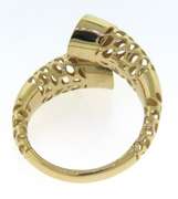 Contemporary Handmade Italian 14k Gold Horn Ring with Cubic Zirconias
