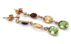 Fancy Yellow Gold Multi Stone Dangle Earrings