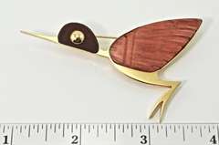 18K Unique Modernist Designer Bird Brooch