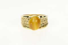 10K Yellow Gold Retro Tiger's Eye Woven Design Men's Ring