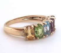 Great Yellow Gold Oval Shape Multi Color Stone Band