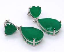 Green Cubic Zirconia Sterling Silver Dangle Earrings