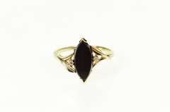 10K Yellow Gold Black Onyx Diamond Accent Statement Ring