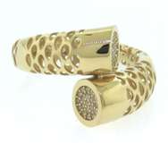 Contemporary Handmade Italian 14k Gold Horn Ring with Cubic Zirconias