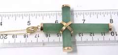 Large Green Jade Cross Pendant on Chain