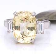Incredible Platinum Heat Yellow Sapphire and Diamond Ring