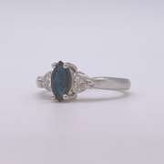 14kt Gold, Blue Sapphire, & Diamond Ring