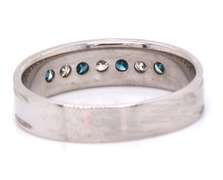 Pleasing White Gold Channel Set Blue & White Diamond Band