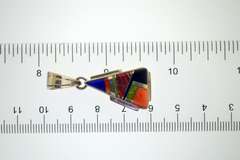 Sterling Silver Signed A. Lewis Inlay Mixed Gemstone Pendant