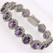 Sterling Silver Gemstone and Clear CZ Bracelet