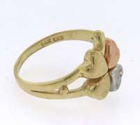 Charming Tri Tone Gold Clover CZ Ring