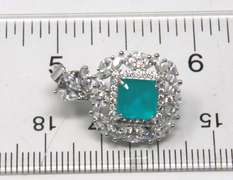 Green and White Cubic Zirconia Sterling Silver Earrings