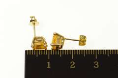 14K Yellow Gold Oval Citrine Solitaire Classic Stud Earrings