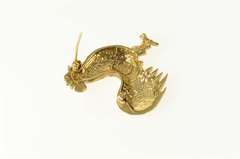 14K Yellow Gold Ruby Eyed Rooster Chicken Farm Animal Pin/Brooch
